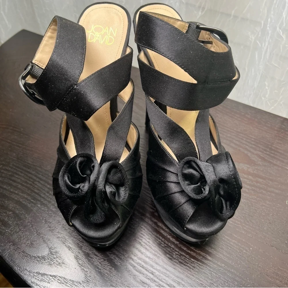 Joan & David Black Satin Platform Shoe  7.5